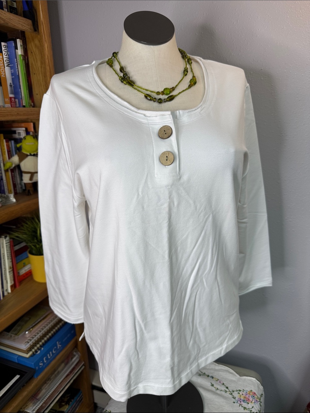 Nomadic Traders Women’s White Button Henley Top